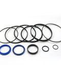 Hydraulic log splitter cylinder rebuild seal kit for 4.5 in bore x 1.75 in rod; blue and black seals with assorted O-rings.