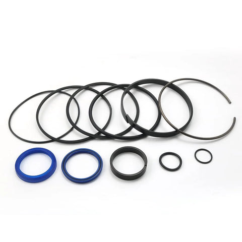 Hydraulic log splitter cylinder rebuild seal kit for 4.5 in bore x 1.75 in rod; blue and black seals with assorted O-rings.