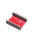Three Pack A4988 Stepper Motor Driver Boards With Integrated Heat Sinks For Reliable Microstepping On 3D Printers And CNC Units, red circuit board with pins.