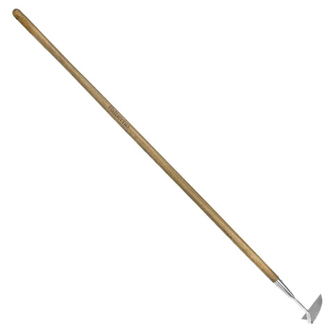 Long Handled Sickle Hoe For Easy Weeding In Tight Beds 58 Inch Japanese Stainless Steel Scraper Hoe With Bent Angle Blade
