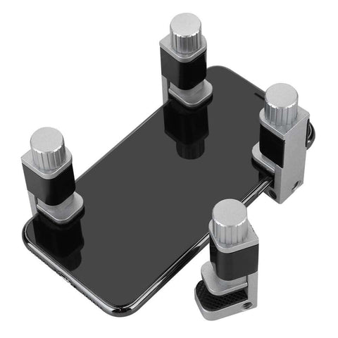 Phone Screen Clip Eight Pack With Adjustable Aluminum Fixture And Rubber Pads Fastener Clip Clamp For LCD Screen Alignment And Repair Prevent Scratches Universal Fit For Phones And Tablets Pro Grade Tool Set For DIY Repairs installed on smartphone