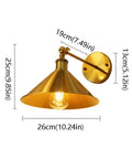Built Tough Industrial Metal Swing Arm Wall Sconce Adjustable E27 Light Fixture Reinforced Mount with golden cone shade
