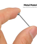 Hand holding Two Pack Screw In Metal Watch Band Pins 0.98 X 0.15 Inch Replacement Link Rods For Sturdy Watch Straps Handy Repair Tools for watchmakers.