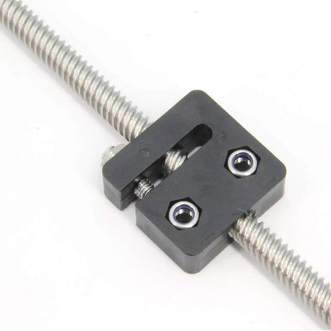 Knockout 2Pack Anti Backlash Nut Block with 8mm Diameter and 2mm Pitch for CNC router upgrades, showing a POM block on screw rod.