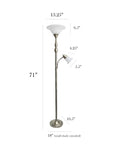 Two Light Mother Daughter Floor Lamp With White Marble Glass Shades In Brushed Nickel Finish, Tall 71 Inch View