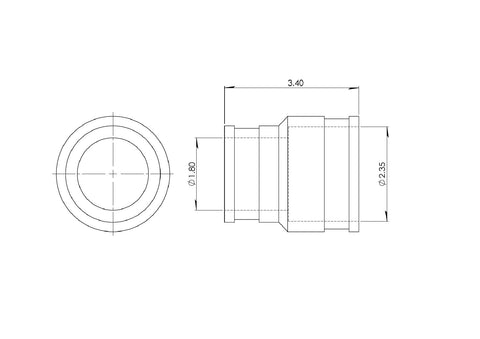 Flexible 2 Inch To 1.5 Inch Cast Iron Plastic And Steel Pipe Coupler Adapter For Sewer And Drain Connections Leak Proof Chemical Resistant Easy Fit For Copper PVC And Iron Piping Durable Construction technical drawing with 2 in to 1.5 in dimensions