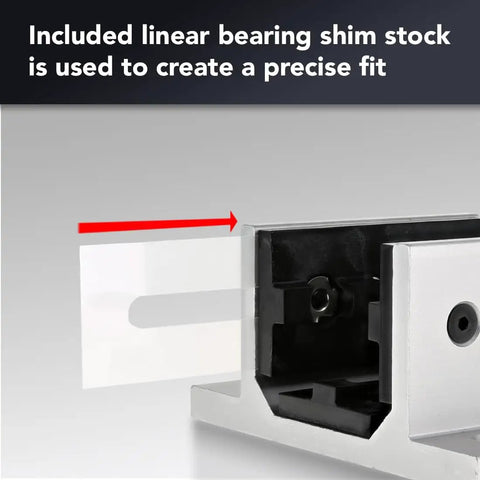 3 Mount Double Flange Short Aluminum Linear Bearing For 45mm Extrusion showing shim stock insertion