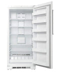 Hella Roomy White Upright Freezer With 16.7 Cubic Feet Of Storage displaying spacious interior and adjustable shelving.