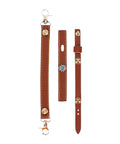 Camping Light Strap Set Carrier Portable Hand Lamp Belt For Outdoor Adventures with brown PU leather and brass details
