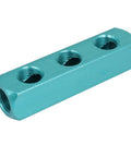 Half Inch Pt Thread 3 Way Quick Connect Air Pneumatic Manifold Block Splitter For Industrial Systems shown in a side view