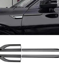 Glossy Side Fender Vents Trim Covers For Tesla Cybertruck shown on black vehicle side, showcasing sleek design and industrial grade tape.