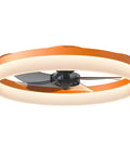 Ceiling Fan With Lights Dimmable LED Remote Control Timing 5 Reversible Blades Flush Mount Low Profile Design Quiet Copper Motor Adjustable Speed Summer Cool Winter Warm Orange Finish showcasing blades and light.