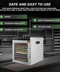 Heavy Duty No Nonsense 10 Layer Food Dehydrator And Compact Freeze Dryer with adjustable thermostat, timer, and user-friendly controls.