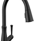 Matte Black Kitchen Faucet With Pull Down Sprayer, Single Handle, Fits 1 Or 3 Hole 8 Inch Center Install, Deck Plate Included, Modern Single Hole Kitchen Tap For Easy High Style Sink Setup.