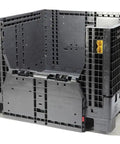 Heavy Duty Collapsible Bulk Container 2000 Pound Capacity Stackable Dump Bin with dual side access doors, shown from the front.