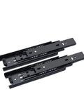 Beefy Black Bottom Mount Drawer Slides That Glide Smooth As Glass Hidden Undermount Cabinet Hardware in black, steel material for heavy-duty use.