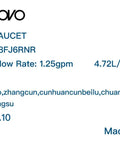 Label displaying shower faucet model B088FJ6RNR, flow rate 1.25gpm, made in China, dated 2021.10.