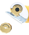 Heavy Duty Replacement Blades For Worx ZipSnip Electric Scissors, 40mm titanium nitride coated rotary cutter close-up.