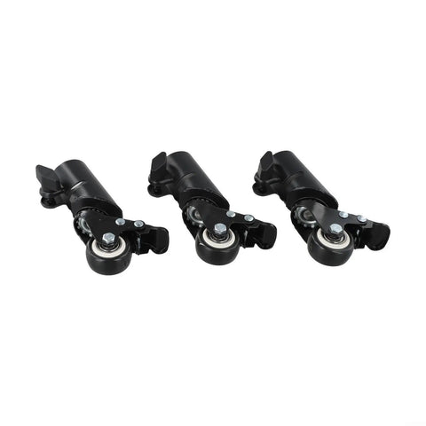 L-Shaped Speaker Tripod Casters with Silent Ball Bearings, black casters with smooth rolling wheels for easy movement.