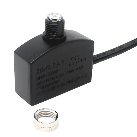 Outdoor And Indoor Dusk Till Dawn Light Switch With 125V 100W Photocell Sensor featuring black casing and connector