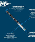 5/16 Inch Brad Point Drill Bit with sharp tip for accurate wood drilling, optimized for clean holes and compatible with portable drills.