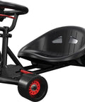 Ground Force Rad Rod Pocket Go Kart For Kids Six And Up With Ten MPH Top Speed And Forty Minute Run Time Featuring A 150 Watt Chain Driven Motor And A 24 Volt Rechargeable Battery Quiet Family Friendly Ride For Powerslides Drifts And Burnouts shown in black with red accents
