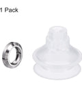 Clear Silicone Vacuum Sucker Cup Pad With Gasket For Industrial Use 4mm ID 27mm OD, single pack view with gasket