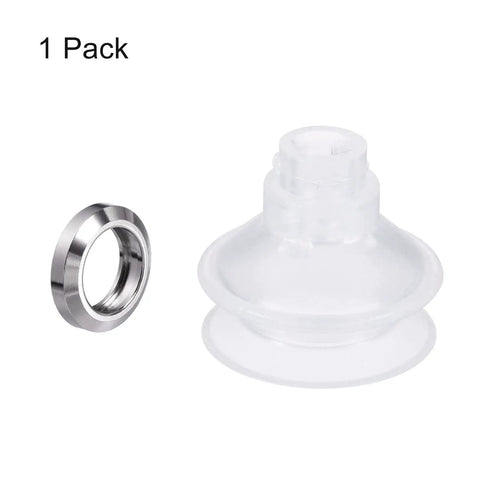 Clear Silicone Vacuum Sucker Cup Pad With Gasket For Industrial Use 4mm ID 27mm OD, single pack view with gasket