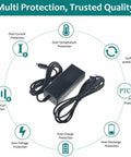 4 Pin Din Dc Power Adapter Hella Smooth Flat Plug Charging Cord Straight Up showing multi-protection features and connections.