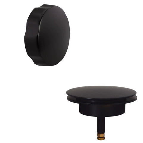 Cable-Driven Bath Drain Trim Kit With Rotary Overflow Cover Knob Pop-Up Stopper And Schedule 40 PVC Fittings 45-Inch Length Oil Rubbed Bronze Finish DIY Friendly Install, showing rotary knob and stopper detail