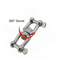 Slick 2 Pack Jaw And Jaw Anchor Swivels Crafted From Tough 304 Stainless Steel For Outdoor Jobs showing a 360° swivel design for smooth rotation.
