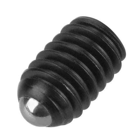 Close-up of a M4 hex socket ball plunger from the 10 Pack M4 Hex Socket Ball Spring Plungers Set Crafted From Heavy Duty Carbon Steel.