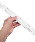 Person holding a Heavy Duty White ABS Drawer Slides Set 8 Pcs Smooth Pull Out Rails for kitchen cabinets and closets
