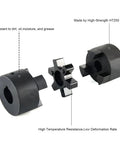 3/4 To 1-1/4 Inch L100 L-Jaw Coupling Set With Buna N NBR Rubber Spider For Wood Splitter Includes Two Halves And Insert Bore Range 3/4 To 1-1/4 Inch Keyways 3/16 And 1/4 Set Screws Heavy Duty Industrial Grade, HT250 steel parts and insert