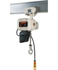 Food Grade Electric Chain Hoist With Push Trolley Half Ton Capacity 208V Low Headroom Design, showing motor and hook