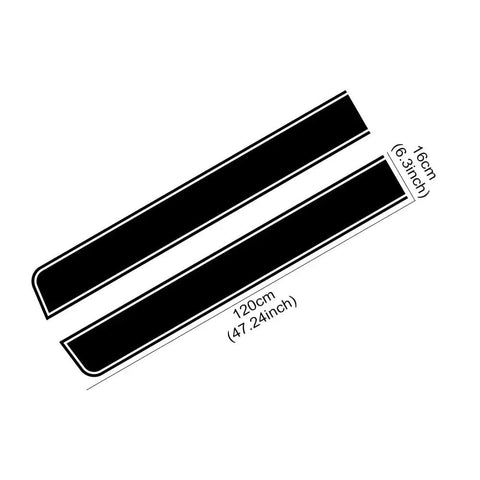 Premium Glossy Hood Decal Stripe For Tesla Cybertruck dimensions 120cm x 16cm, high-strength adhesive black racing stripe design.