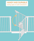 Extra Wide Baby Gate With Cat Door Walk Through Safety Gate for Stairs and Kitchen showing swinging gate motion