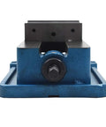 Heavy Duty 6X6.3 Inch Mad Precision Mill Vise Replacement For Milling Shaping And Drilling Machines, blue clamp front view.