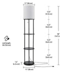 Dimensions of Versailles Floor Lamp With Built-In Shelves, 57.5 Inch Matte Black, White Linen Shade, Zen Ambiance