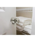 Tulip Style Dummy Doorknob Set, Satin Nickel Finish, 2 Pack, installed on a closet door, showing flush mount design