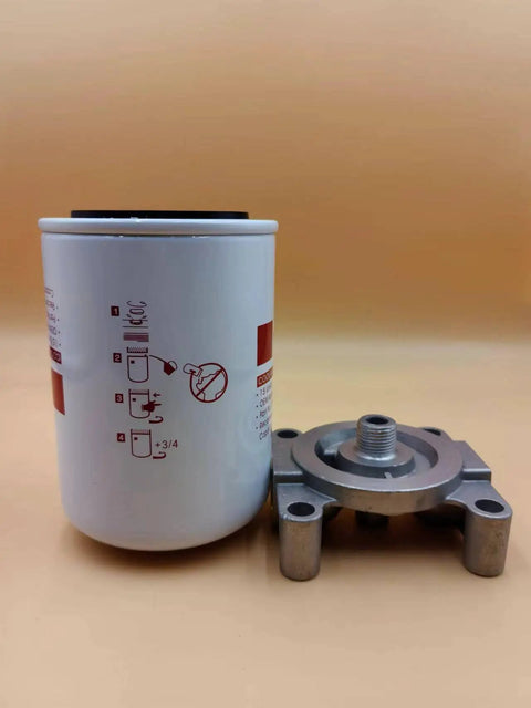 Water Coolant Filter Spin On WF2075 With Base For Cummins ISM11 And Peterbilt Series 60 Engine Thread Size 11 16 UN 2B Cross Reference 5839WF2075 Heavy Duty Truck Replacement Part, showing filter and base adapter