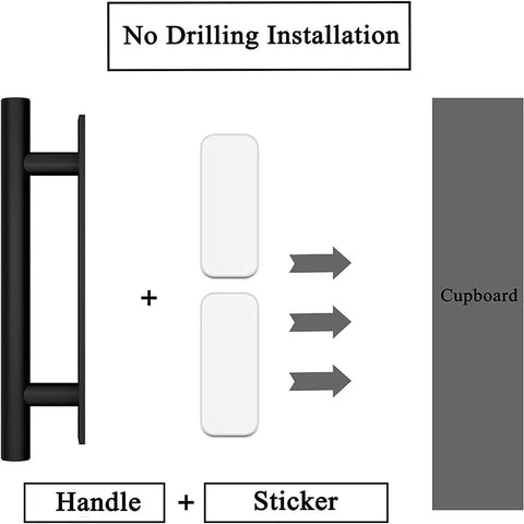Self Stick Push Pull Cabinet Handles Black Hidden Design For Cabinets, Drawers, Windows, And Wardrobes ABS Plastic No Screw Installation