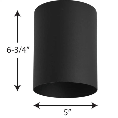 Five Inch Cylinder Outdoor Ceiling Light Modern Flush Mount One Light Aluminum Fixture For Indoor And Outdoor Use Black Finish