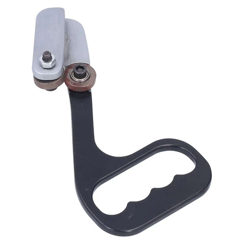Kickass Metal Sheet Cutter with dual circular edge blades, side view, heavy-duty stainless steel build and ergonomic handle.