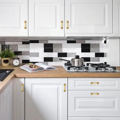 Top Notch Gold Cabinet Pulls For Modern Kitchens, 3 Inch Center To Center Hole Spacing, Sleek Brushed Brass Drawer Handles in a stylish kitchen.