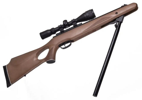Trail XL Magnum 22 Caliber Break Barrel Air Rifle With Wood Stock And CenterPoint 3-9x40 Scope displayed on a white background