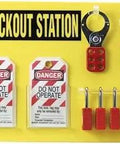 Industrial Lockout Station Kit With Five Safety Padlocks And Two Metal Hasps For Fast Tagout Compliance, Heavy Duty Board