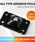 Peel Stick Self Adhesive Caster Wheels Universal Swivel Pulleys for moving heavy boxes, featuring a black adhesive ball type pulley.