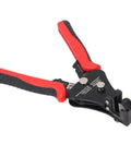 Heavy Duty Automatic Wire Stripper Cutter Crimping Tool 3 In 1 Adjustable For 10 To 22 Awg Electrical Wiring, black and red handles.