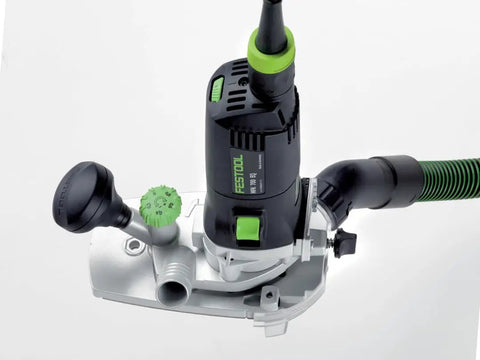 Top view of MFK 700 EQ Modular Trim Router Set with 720W Motor, Variable Speed, Detachable Cord, and Wide Base for Edge Control in Woodworking